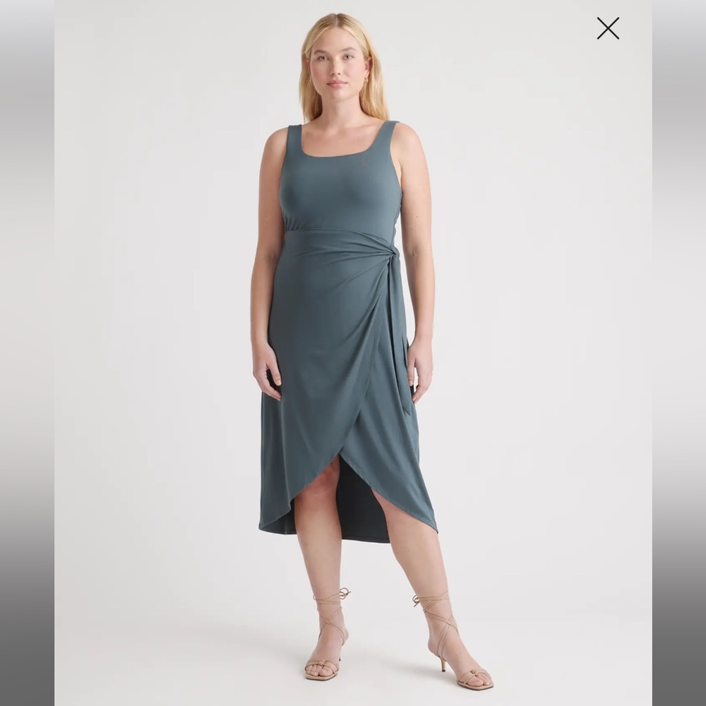 Quince Tencel Jersey Side Tie Dress NWT - XS - Dark Olive Green